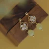 Tridacna Stone Jade Drop Earrings Symbolizes Prosperity & Peace