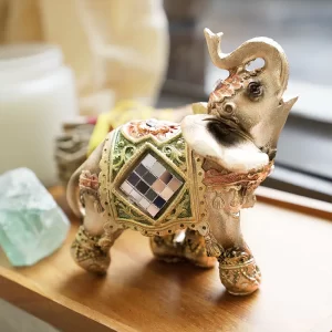 Wealth Attracting Feng Shui Green Elephant Statue Ornament