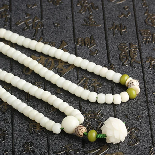White Jade Bodhi Lotus Mala Harmony Bracelet