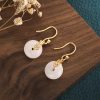 White Jade Double Happiness Blessing Fortune Earrings