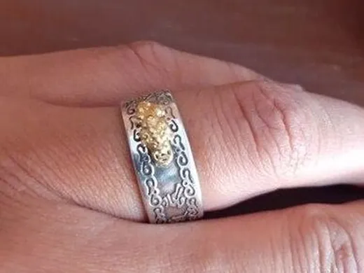 Customer wearing a feng shui pixiu wealth ring