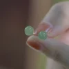 Natural Round Jade Beads Good Luck Stud Earrings