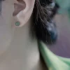 Natural Round Jade Beads Good Luck Stud Earrings