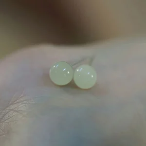 Natural Round Jade Beads Good Luck Stud Earrings