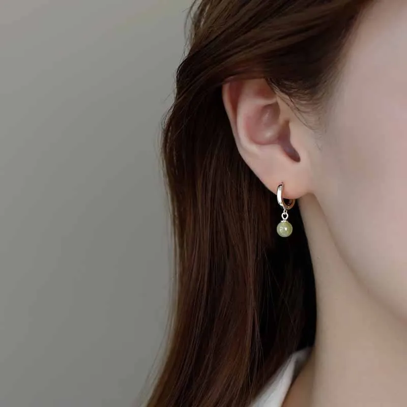 Round Jade Wealth Attracting Earrings