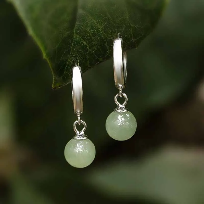 Round Jade Wealth Attracting Earrings