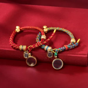 Tibetan Buddhist Five Color Braided Rope Protection Bracelet with Gau Box Pendant