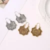 Tibetan Lotus Engraved Healing Copper Drop Earrings