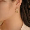 Tridacna Stone Jade Drop Earrings Symbolizes Prosperity & Peace