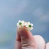 White Jade Carved Flower Lucky Earrings