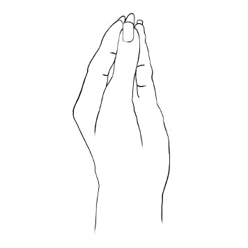 Close fingers and bring thumb across to touch smallest finger for bangle measurement