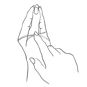 Wrap measuring tape around the most prominent knuckles to find bangle size