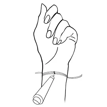 Wrap measuring tape around wrist and mark where the ends meet for bracelet sizing