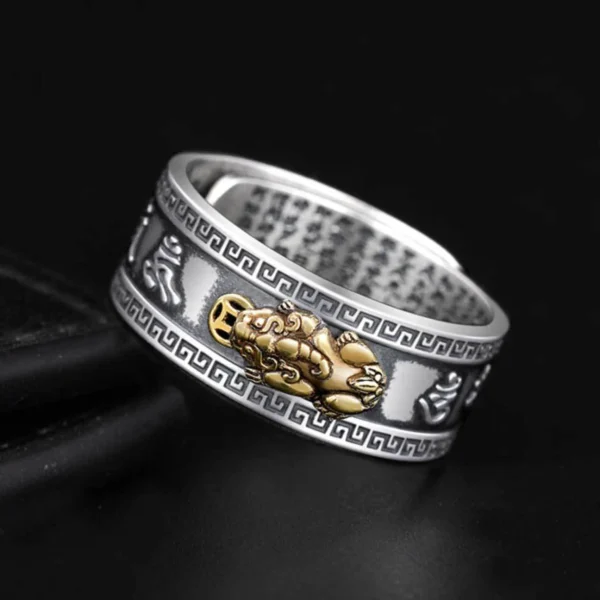Feng Shui Pixiu Wealth Attracting Ring view 6, spiritual jewelry product photography on plain background
