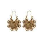 Gold openwork lotus mandala drop earrings