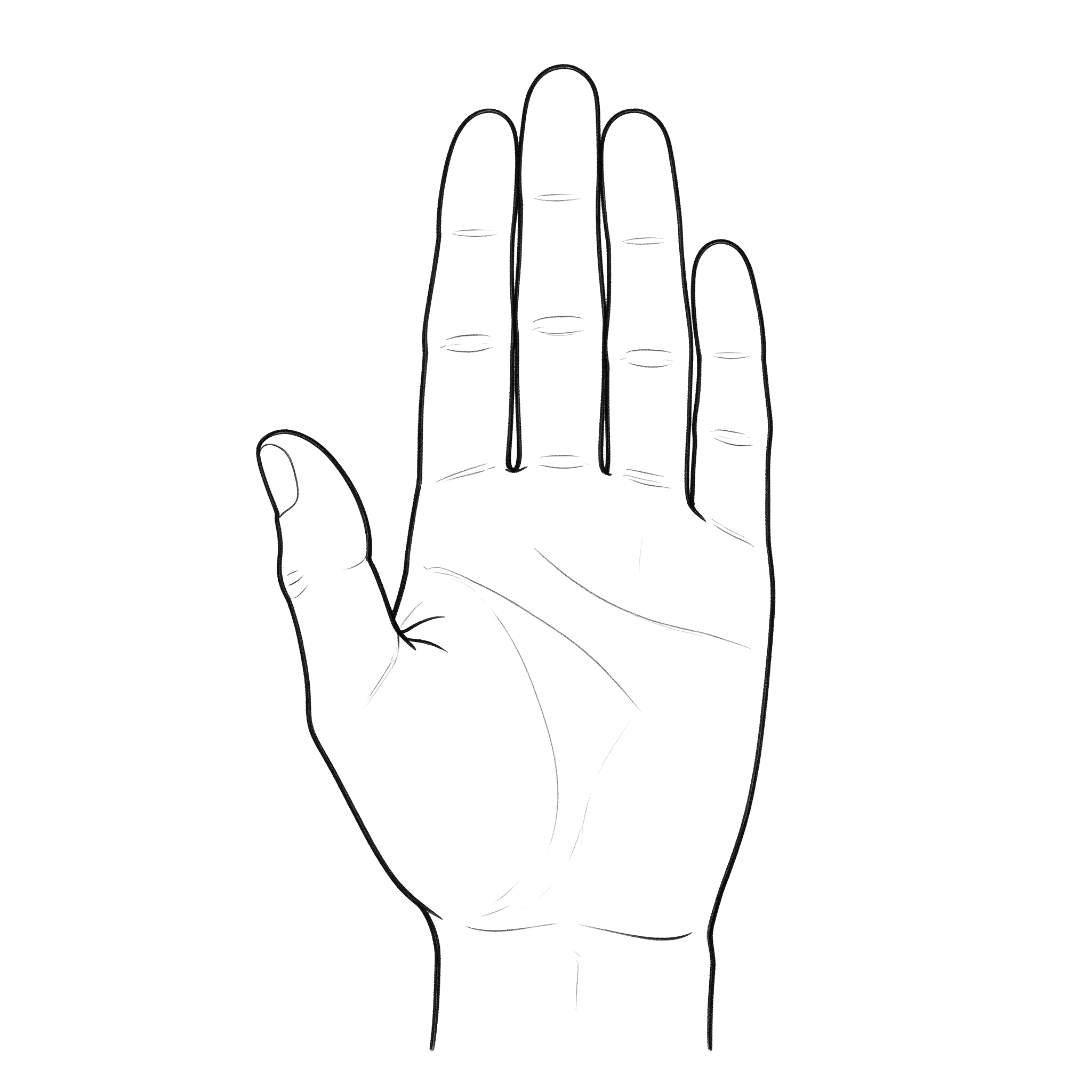Hand placed palm-down flat on surface with fingers together for bangle measurement