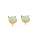 Green jade fox stud earrings on a white background