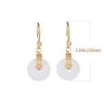 White jade double happiness earrings with 34mm length