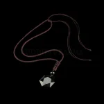 Full obsidian pendant necklace laid flat on a black background