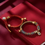Red gold and multicolor Tibetan bracelets with ghau box pendants