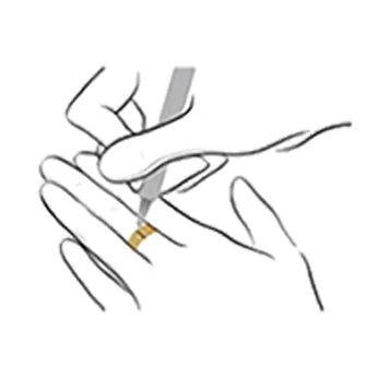 Mark where the paper overlaps snugly but not tight for ring measurement