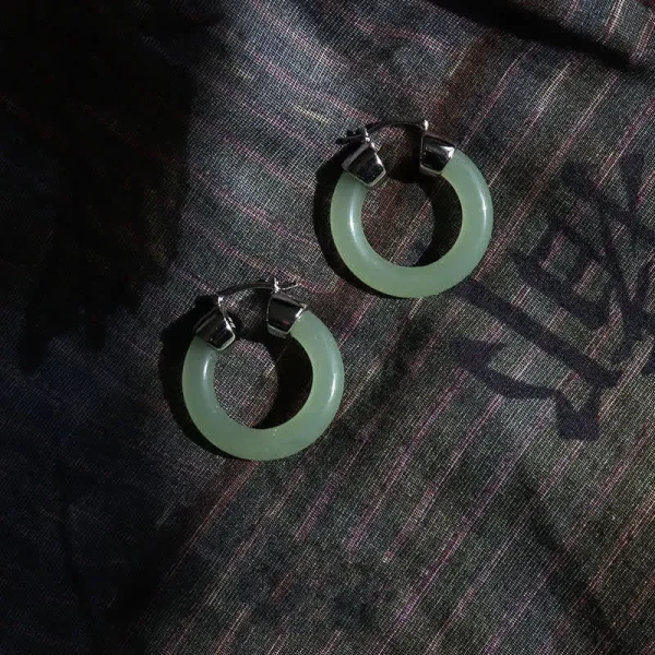 Round jade fortune earrings, handcrafted spiritual jewelry for abundance