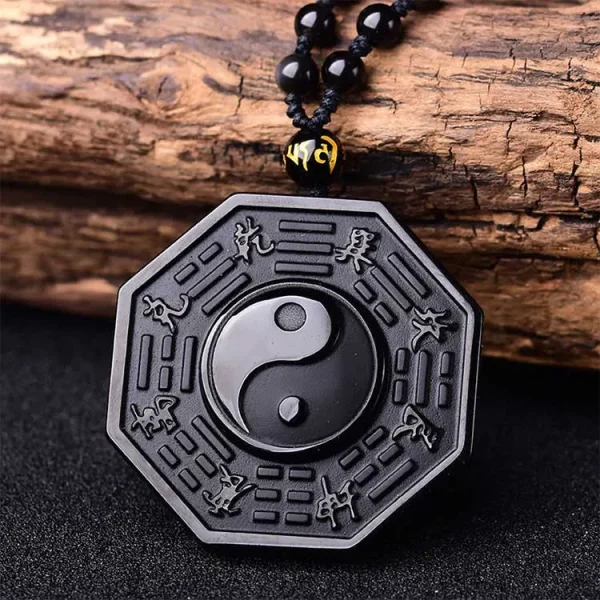 Yin yang black obsidian energy healing necklace, obsidian necklace for spiritual balance
